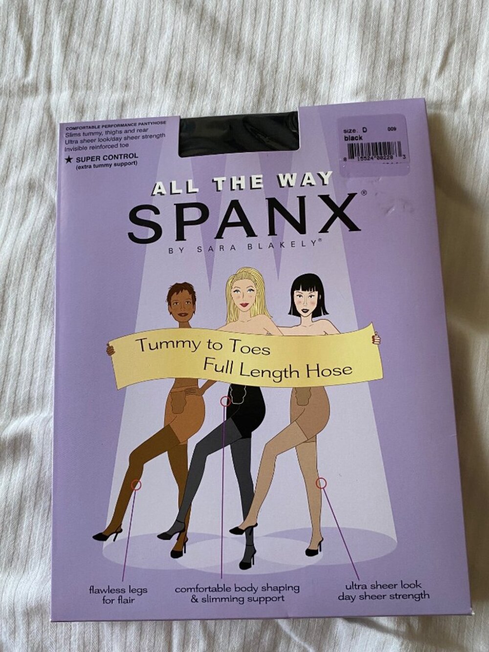 SPANX All The Way Super Control Pantyhose #009 Black Size D Brand New
